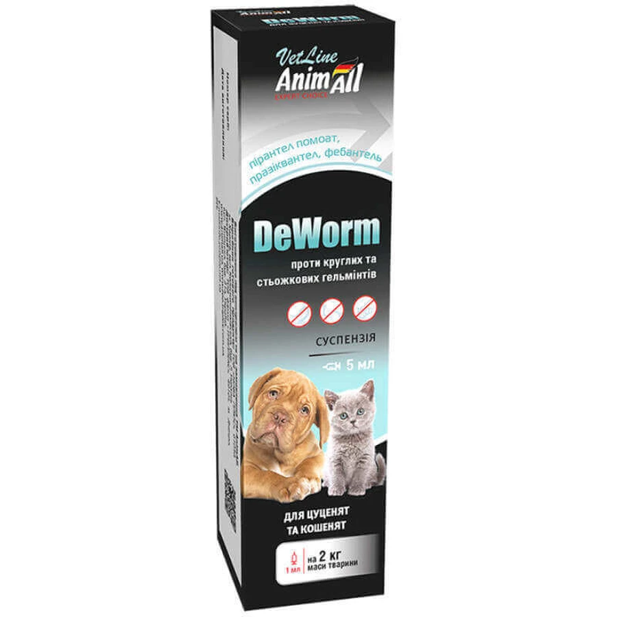 DeWorm (ДеВорм) by AnimAll VetLine - Антигельминтная суспензия ДеВорм для щенков и котят; 5 мл: цены и характеристики