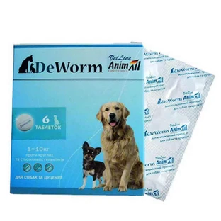 DeWorm (ДеВорм) by AnimAll VetLine - Антигельмінтний препарат для собак і цуценят (таблетки); 6 шт./уп.
