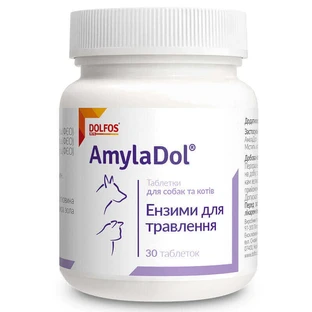 Dolfos (Дольфос) AmylaDol - Витаминно-минеральный комплекс для собак и кошек при нарушении пищеварения; 30 табл.