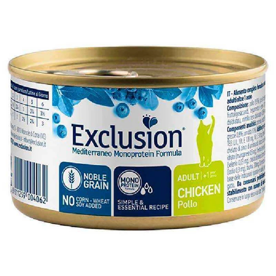 Exclusion Noble Grain Cat Adult Chicken - Консервований монопротеїновий корм з куркою для дорослих котів; 85 г: ціни та характеристики