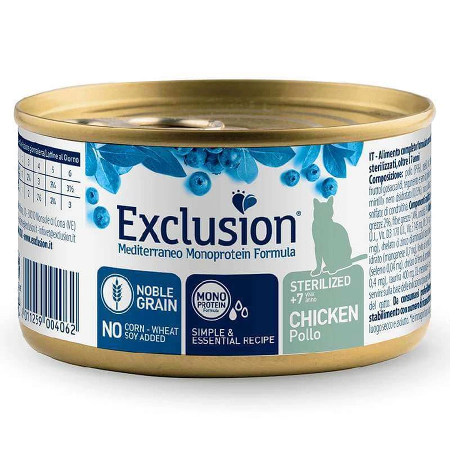 Exclusion Noble Grain Cat Giant Sterilized +7 Chicken - Консервований монопротеїновий корм з куркою для стерилізованих котів старше 7 років; 85 г: ціни та характеристики
