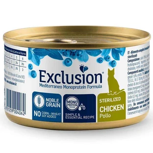 Exclusion Noble Grain Cat Sterilized Chicken - Консервированный монопротеиновый корм с курицей для стерилизованных котов; 85 г