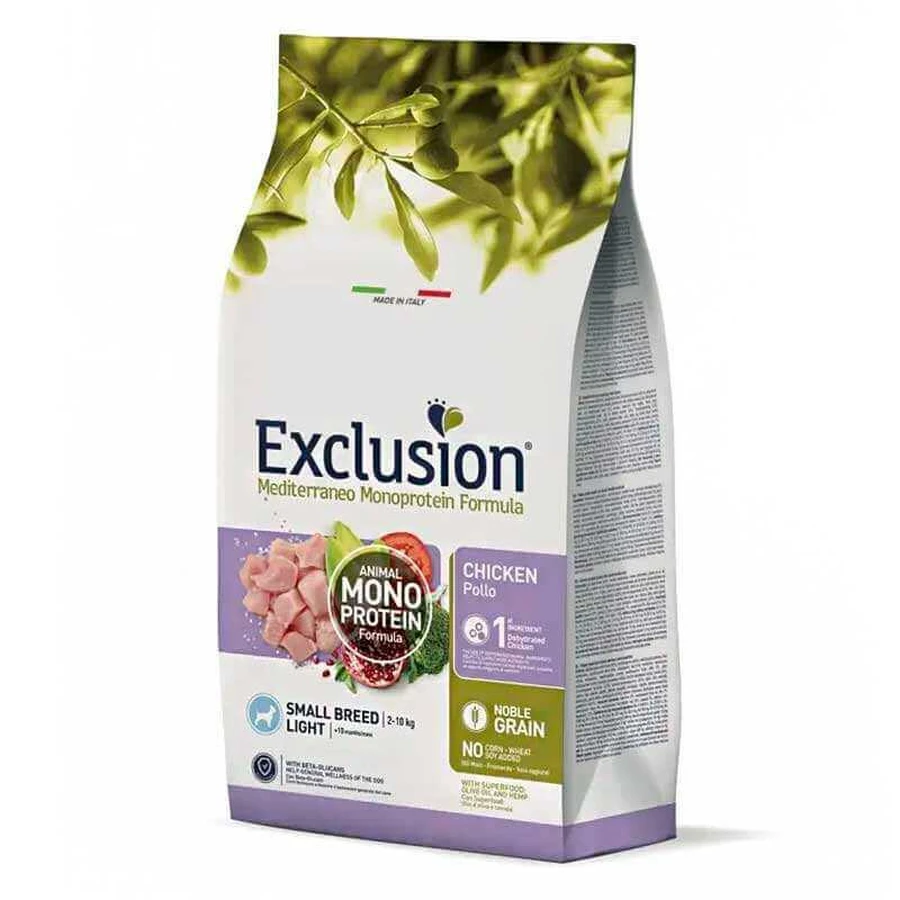 Exclusion Noble Grain Light Chiсken Small Breed - Монопротеїновий корм із куркою для дорослих собак дрібних порід з надмірною вагою, стерилізованих та кастрованих; 500 г: ціни та характеристики