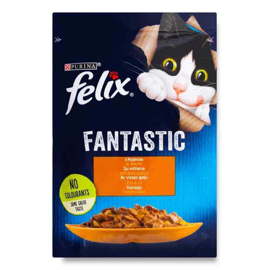 Felix (Фелікс) Fantastic - Вологий корм з куркою для котів (шматочки в желе); 85 г: ціни та характеристики