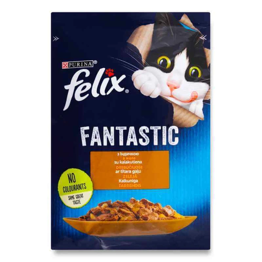 Felix (Фелікс) Fantastic - Вологий корм з індичкою для котів (шматочки в желе); 85 г: ціни та характеристики