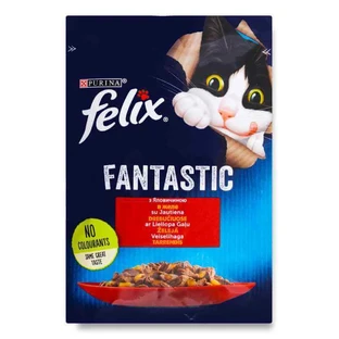 Felix (Феликс) Fantastic - Влажный корм с говядиной для котов (кусочки в желе); 85 г