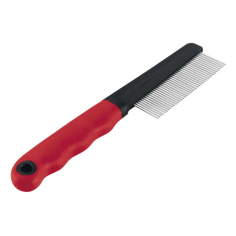 Ferplast (Ферпласт) STEEL COMB - Гребінець для котів і собак короткий з рідкими зубцями; GRO 5860 (Червоно-чорний): ціни та характеристики