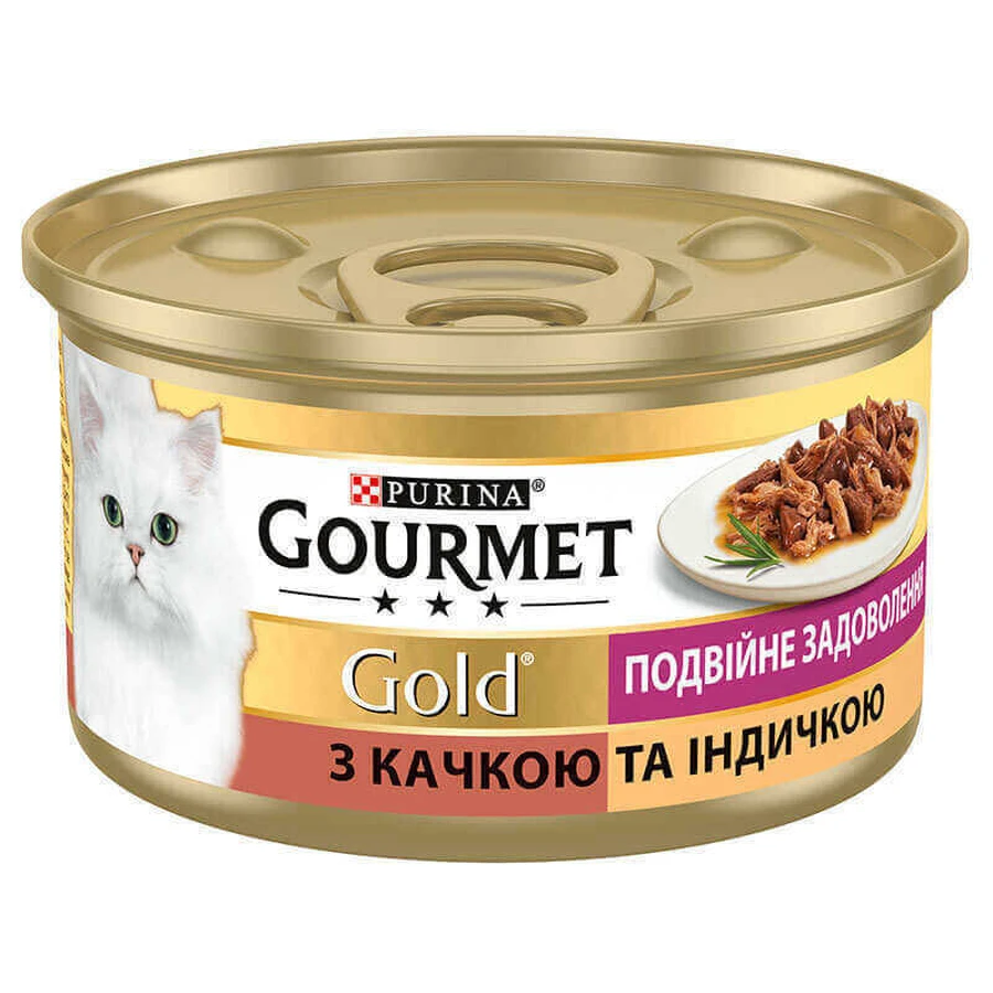 Gourmet (Гурме) Gold - Консервований корм з качкою та індичкою для дорослих котів; 85 г: ціни та характеристики