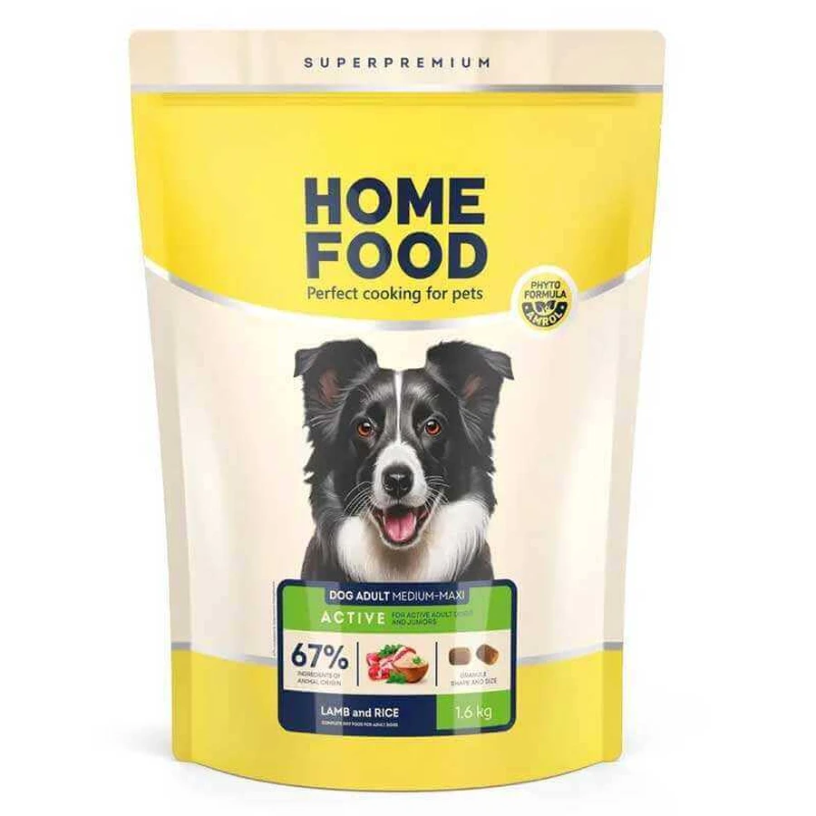 Home Food (Хоум Фуд) Adult Medium/Maxi - Сухой корм с ягненком с рисом для взрослых активных собак и юниоров средних и крупных пород; 1,6 кг: цены и характеристики