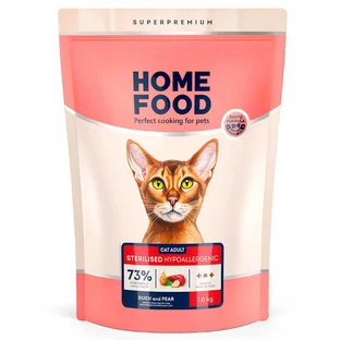 Home Food (Хоум Фуд) Grain-free Hypoallergenic - Сухой беззерновой корм с уткой и грушей для взрослых котов склонных к аллергии; 1,6 кг