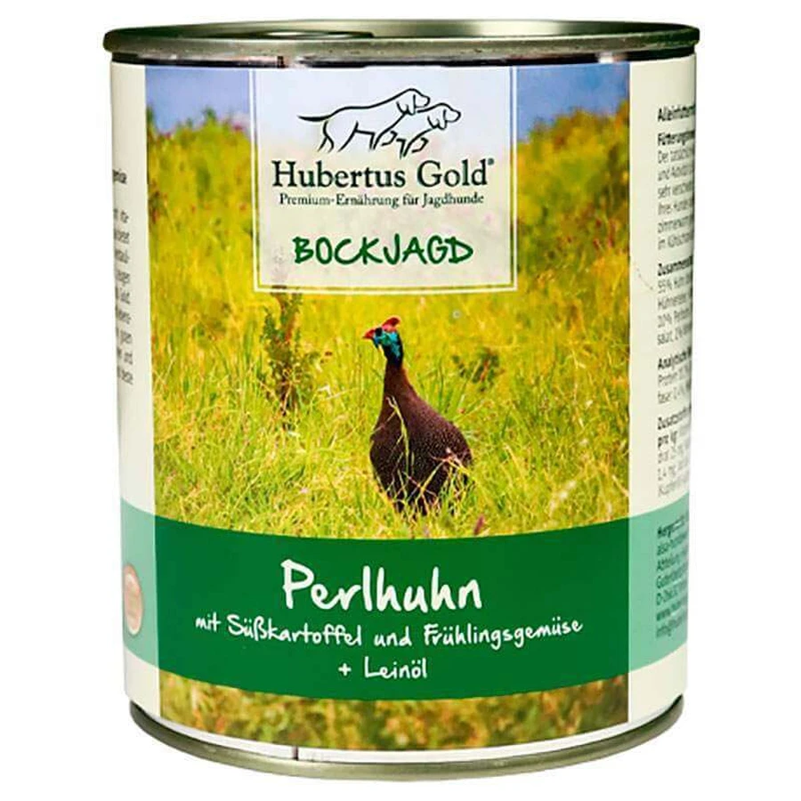 Hubertus Gold (Хубертус Голд) Perlhuhn mit Susskartoffel – Консервований корм Цесарка з солодкою картоплею, овочами та лляною олією для собак; 800 г: ціни та характеристики
