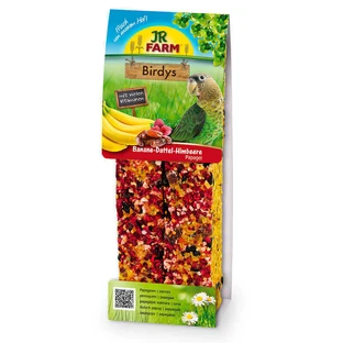 JR Farm (Джиэр Фарм) Birdys Bananas-Dates-Raspberrie – Лакомство с овощами, экзотическими фруктами, орехами, зерном, семечками для попугаев; 260 г