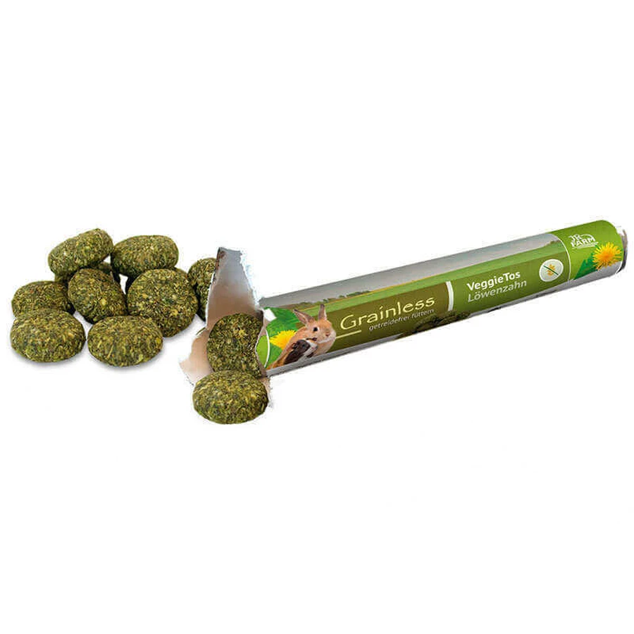 JR Farm (Джиер Фарм) Grainless VeggieTos Dandelion – Ласощі беззернові вітамінні кульки з кульбабою для гризунів; 25 г: ціни та характеристики