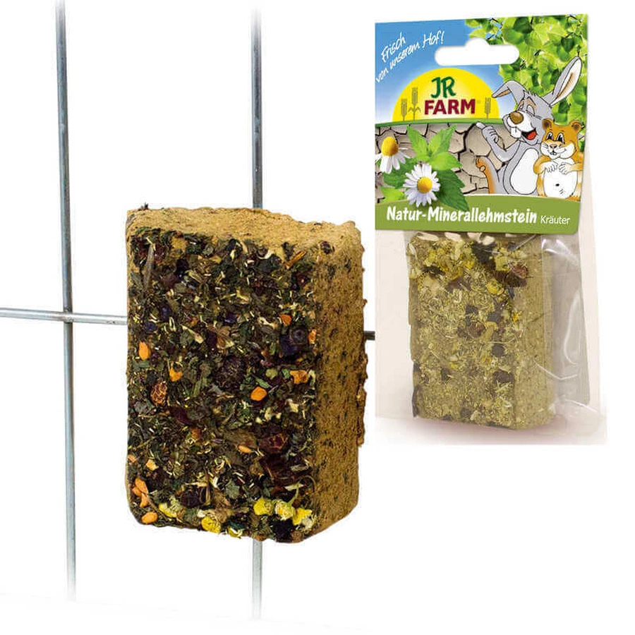 JR Farm (Джиер Фарм) Natural Mineral Adobe Herbs – Камінь мінеральний глиняний з травами для всіх видів гризунів та карликових кроликів; 100 г: ціни та характеристики