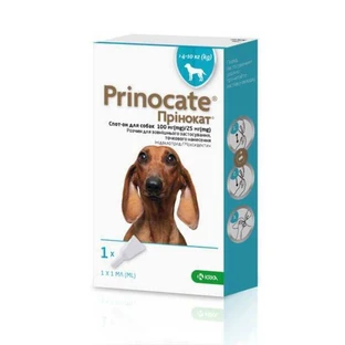 KRKA (КРКА) Prinocate Dog Протипаразитарні краплі Прінокат на холку від бліх, волосоїдів, коростяних кліщів і гельмінтів для собак (1 піпетка) 4-10 кг