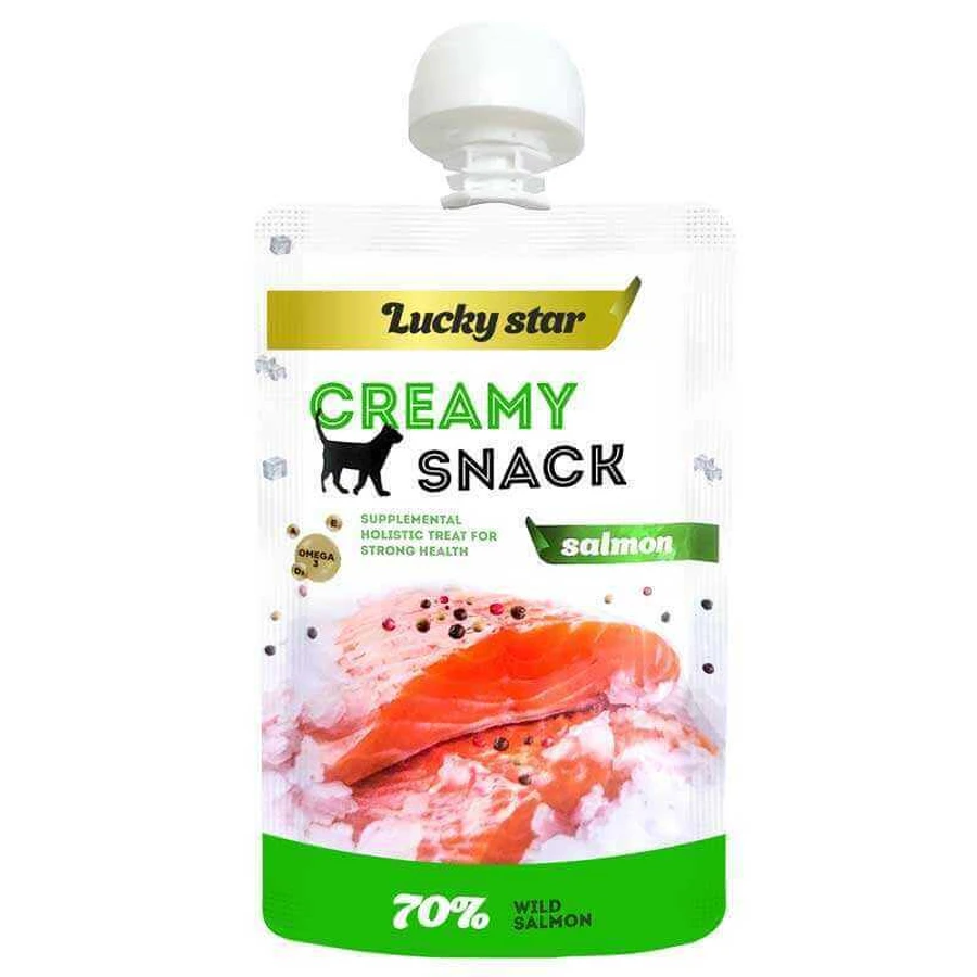 Lucky Star Creamy Snack Salmon - Ласощі Лагідне пюре з м`якоті дикого лосося для котів; 85 г: ціни та характеристики
