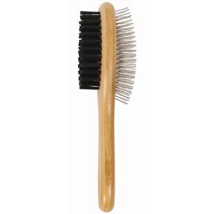 M-Pets (М-Петс) Bamboo Double-Sided Pin Brush - Щітка двостороння з ручкою з бамбука для собак та котів; 6х22 см