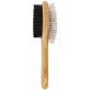 M-Pets (М-Петс) Bamboo Double-Sided Pin Brush - Щетка двусторонняя с ручкой из бамбука для собак и котов; 6х22 см