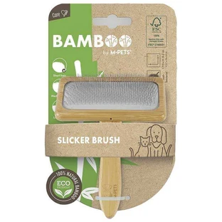 M-Pets (М-Петс) Bamboo Slicker Brush - Щітка-пуходерка з ручкою із бамбука для собак та котів; L