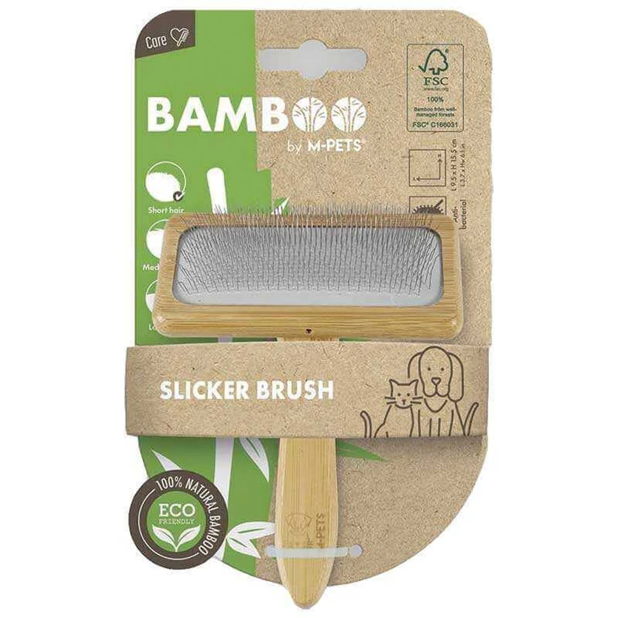 M-Pets (М-Петс) Bamboo Slicker Brush - Щітка-пуходерка з ручкою із бамбука для собак та котів; L: ціни та характеристики