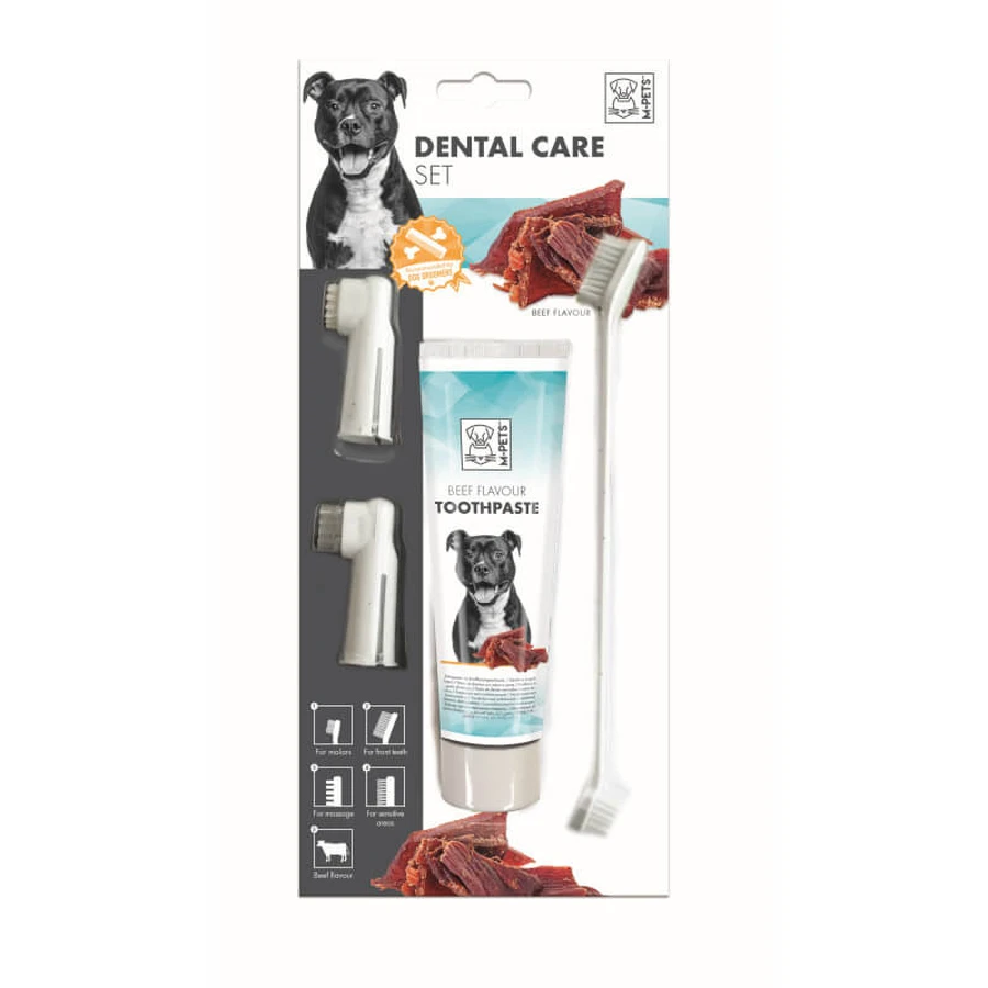 M-Pets (М-Петс) Dental Care Set - Beef flavor Toothpaste Kit - Набір для догляду за зубами із зубною пастою зі смаком яловичини для собак; Комплект: ціни та характеристики