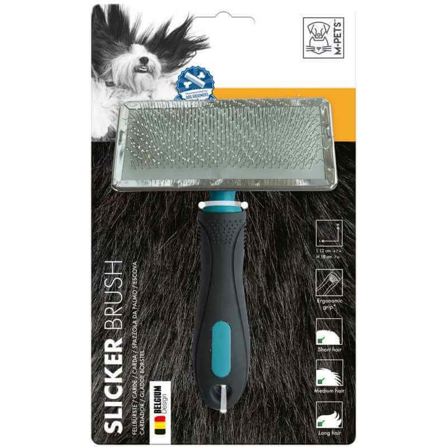 M-Pets (М-Петс) Slicker Brush - Щетка-пуходерка с напылением на зубцах для ухода за шерстью собак; 12x18 см: цены и характеристики