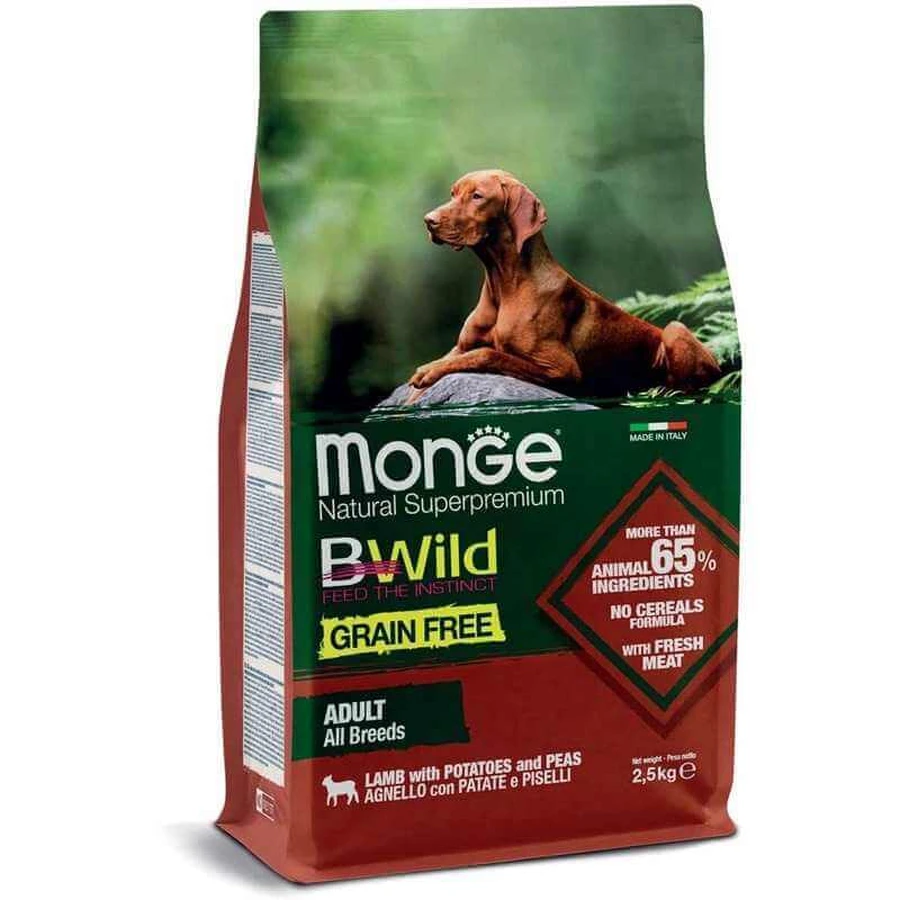 Monge BWild Grain Free Lamb Adult All Breeds - Беззерновий корм з ягням для дорослих собак різних порід; 2,5 кг: ціни та характеристики