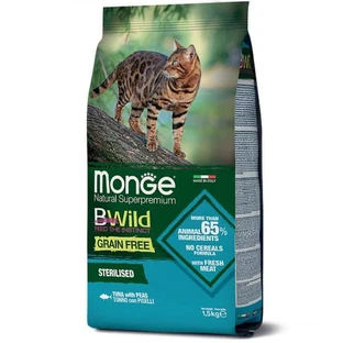 Monge BWild Grain Free Tuna Sterilized Adult Cat - Сухий беззерновий корм із тунця для стерилізованих котів; 1,5 кг