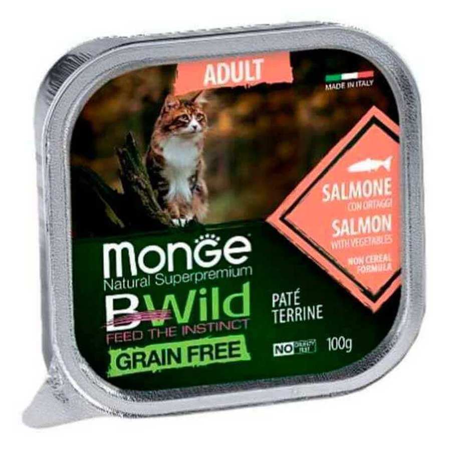 Monge BWild Grain Free Wet Salmon Adult Cat - Консервированный беззерновой корм из лосося для взрослых кошек (паштет); 100 г: цены и характеристики