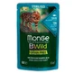Monge BWild Grain Free Wet Tuna with Shrimp Sterilized Adult Cat - Влажный беззерновой корм из тунца и креветок для стерилизованных котов (кусочки в соусе); 85 г