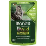 Monge BWild Grain Free Wet Wild Boar Sterilized Adult Cat - Вологий беззерновий корм з дикого кабана для стерилізованих котів (шматочки в соусі); 85 г