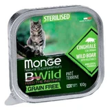 Monge BWild Grain Free Wet Wild Boar Sterilized Cat - Консервований беззерновий корм з м'яса дикого кабана для стерилізованих котів (паштет); 100 г
