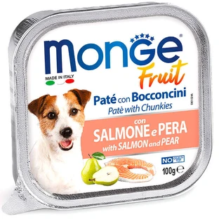 Monge DOG FRUIT - Ніжний паштет з лососем і шматочками груші для собак; 100 г