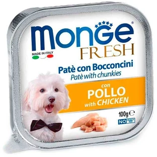 Monge Dog Fresh Chicken – Консервований корм із куркою для собак (шматочки в паштеті); 100 г