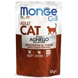 Monge Grill Adult Cat Lamb – Консервований корм з ягням для дорослих котів (шматочки в желе); 85 г