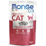 Monge Grill Adult Sterilized Cat Veal – Консервований корм з телятиною для дорослих стерилізованих котів та кішок (шматочки в желе); 85 г