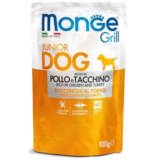 Monge Grill Junior Dog Chicken and Turkey – Влажный корм с курицей и индейкой для щенков; 100 г