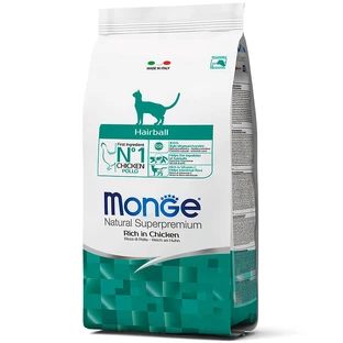 Monge Hairball Rich in Chicken - Сухой корм с курицей для выведения комочков шерсти для кошек; 400 г
