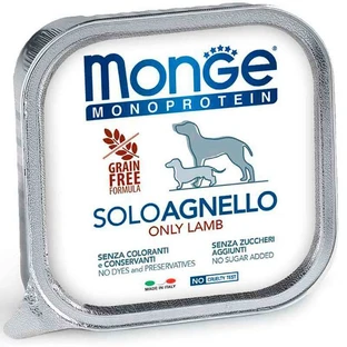 Monge Monoprotein Dog Solo Agnello 100% - Монопротеїновий паштет з ягням для собак; 150 г