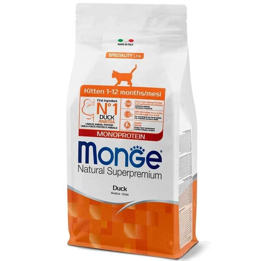 Monge Natural Superpremium Monoprotein Kitten Duck - Сухий монопротеїновий корм з качкою для кошенят всіх порід; 400 г: ціни та характеристики