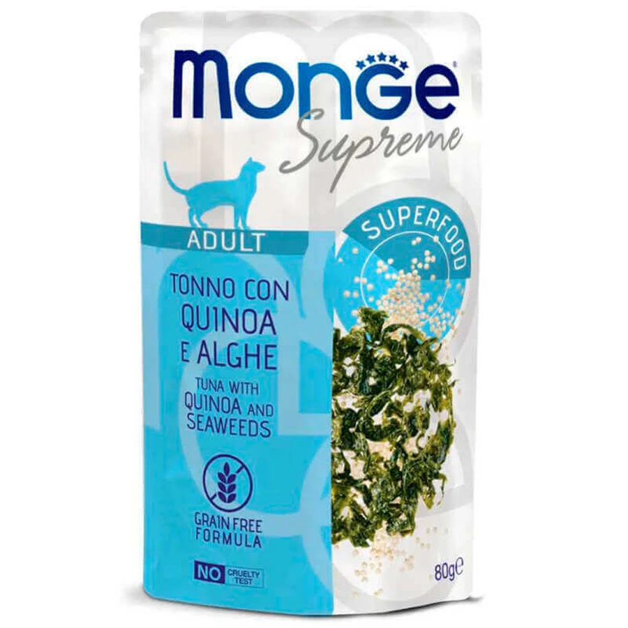 Monge Supreme Adult - Вологий корм з тунцем, кіноа та морськими водоростями для дорослих котів; 80 г: ціни та характеристики