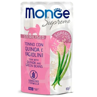Monge Supreme Sterilised - Вологий корм з тунцем, кіноа та стручковою квасолею для стерилізованих котів; 80 г