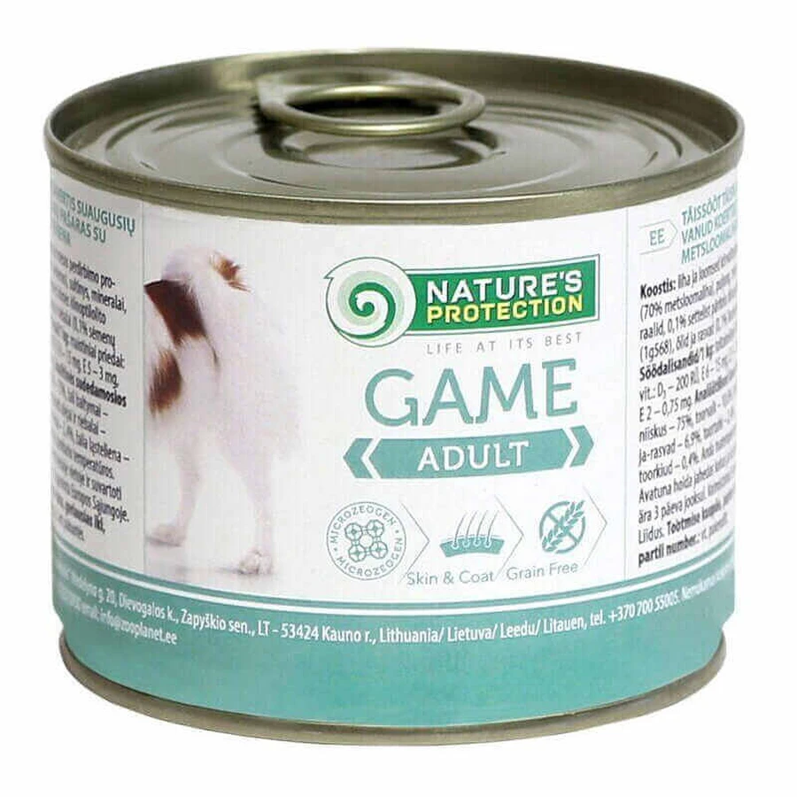 Nature's Protection Adult Game – Консервированный корм с мясом дичи для взрослых собак; 200 г: цены и характеристики