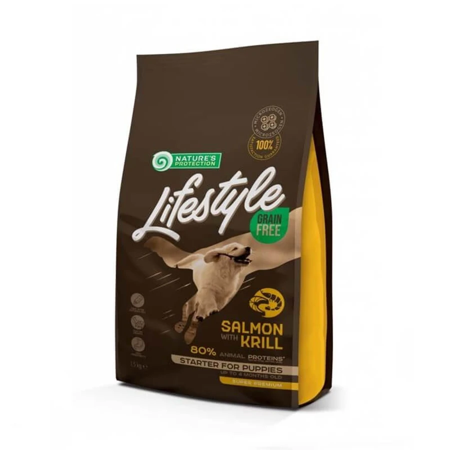 Nature's Protection Lifestyle Grain Free Salmon with krill Starter For Puppies - Сухий беззерновий корм з лососем для цуценят і юніорів всіх порід; 1,5 кг: ціни та характеристики