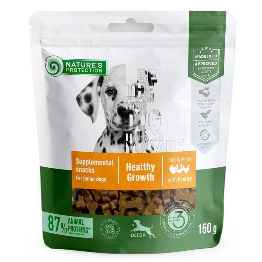 Nature's Protection Poultry Healthy Growth - Беззернові ласощі у вигляді кісточок з м'ясом птиці для цуценят; 150 г: ціни та характеристики