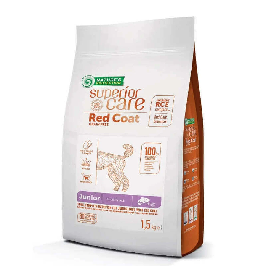 Nature's Protection Red Coat Grain Free Junior Mini Breeds Salmon – Сухий беззерновий корм з лососем для юніорів дрібних порід собак з рижим окрасом шерсті; 1,5 кг: ціни та характеристики