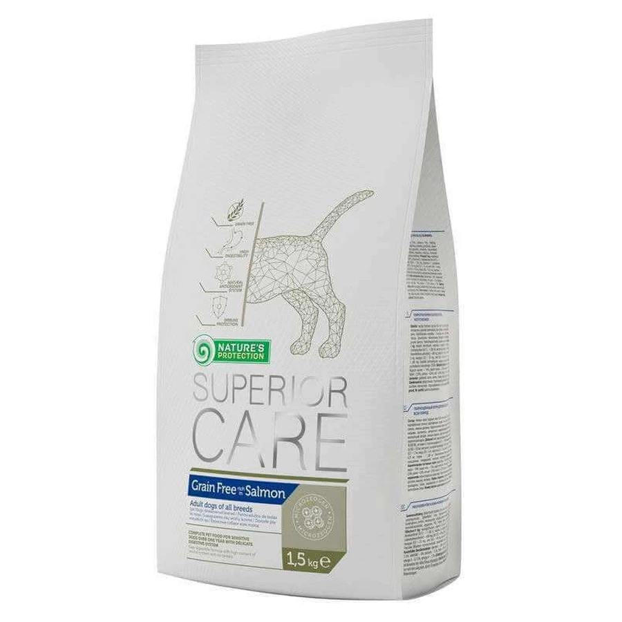 Nature's Protection Superior Care Hypoallergenic Grain Free Adult All Breeds - Сухий беззерновий корм з лососем для дорослих собак, гіпоаллегенний; 1,5 кг: ціни та характеристики