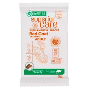 Nature's Protection Superior Care Red Coat Hypoallergenic Oral Care – Беззернові ласощі с лососем для собак з рудим кольором шерсті; 150 г