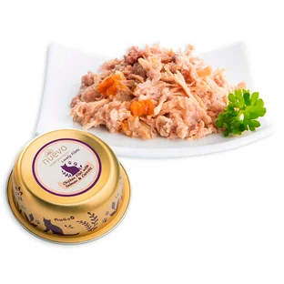 Nuevo (Нуєво) Adult Alu-tray - Консервований корм куряче філе з лососем та морквою для дорослих котів; 85 г