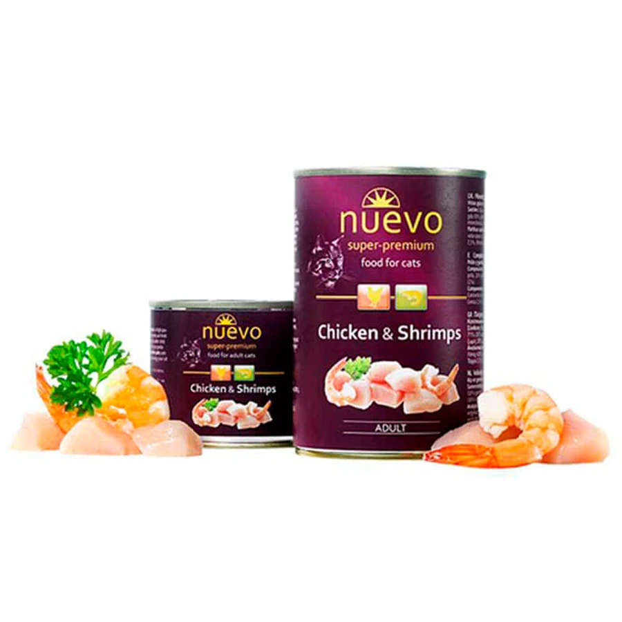 Nuevo (Нуєво) Adult Chicken and Shrimps - Консервований корм з куркою та креветками для котів; 400 г: ціни та характеристики